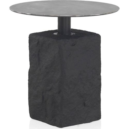 Table Dappoint Ronde Noire Avec Base Effet Pierre Polyrésine