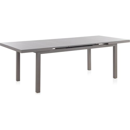 Table Extensible Aluminium Taupe Et Verre Trempé Pour Jardin