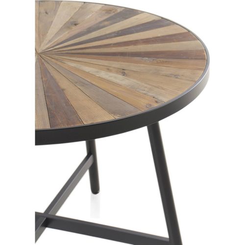 Table Ronde Bois Naturel Style Rustique Et Pieds Métal Noir