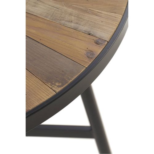 Table Ronde Bois Naturel Style Rustique Et Pieds Métal Noir