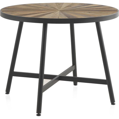Table Ronde Bois Naturel Style Rustique Et Pieds Métal Noir