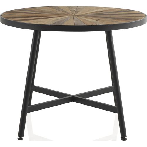 Table Ronde Bois Naturel Style Rustique Et Pieds Métal Noir