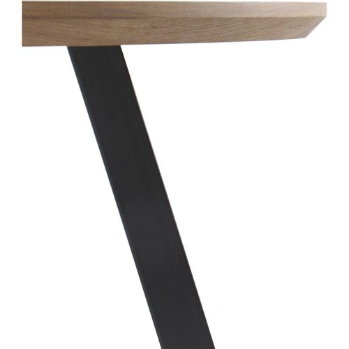 Table Ronde Effet Bois Naturel Avec Pieds Métal Noir Élégants