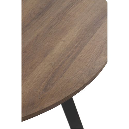 Table Ronde Effet Bois Naturel Avec Pieds Métal Noir Élégants