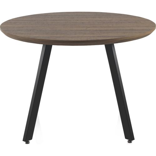 Table Ronde Effet Bois Naturel Avec Pieds Métal Noir Élégants