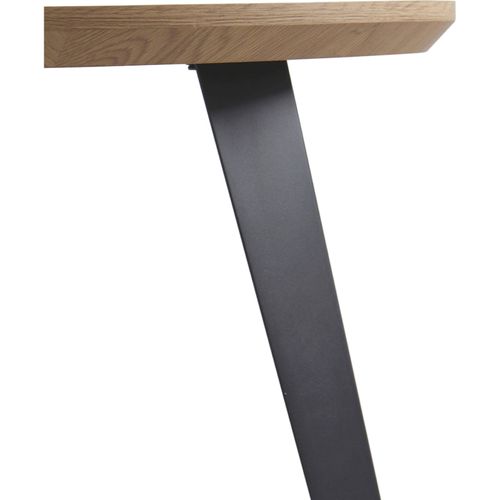 Table Ronde Effet Bois Naturel Pieds Métal Style Moderne