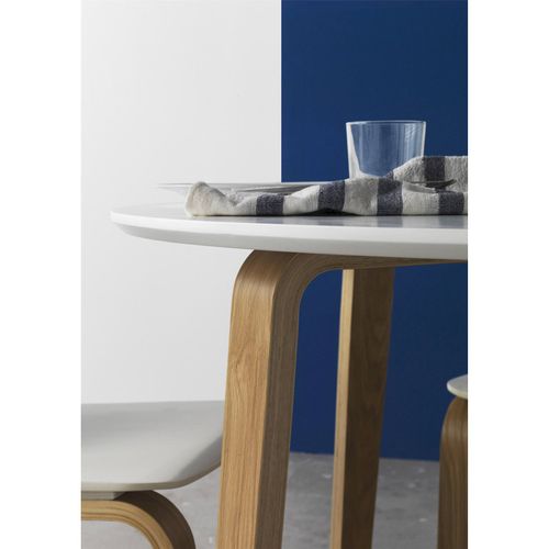 Table De Salle à Manger Ronde En Bois Blanc Style Contemporain