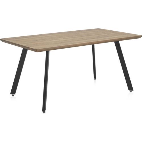 Table Effet Bois Naturel Avec Pieds Métal Pour Salle à Manger