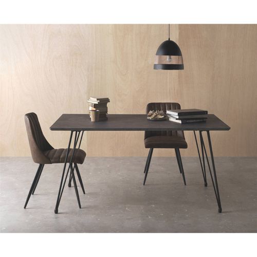 Table Effet Pierre Gris Avec Pieds Métal Design Contemporain