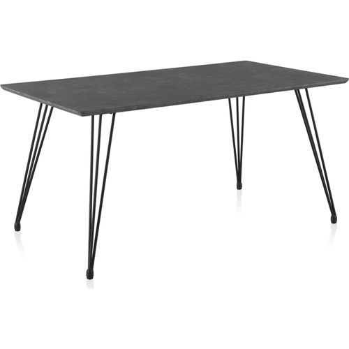Table Effet Pierre Gris Avec Pieds Métal Design Contemporain
