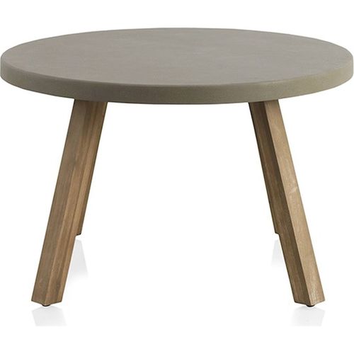 Table Ronde Acacia Naturel Et Plateau Effet Béton Élégant