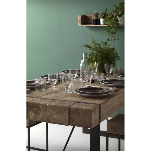 Table Bois Naturel Pieds Métal Esprit Industriel Atelier