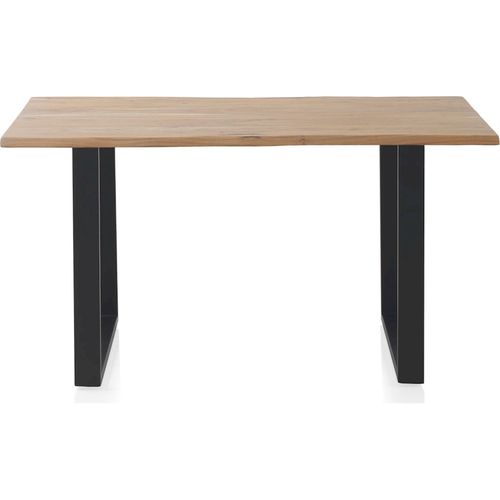 Table De Salle à Manger Acacia Massif Pieds Métal Noir