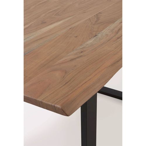 Table De Salle à Manger Acacia Massif Pieds Métal Noir