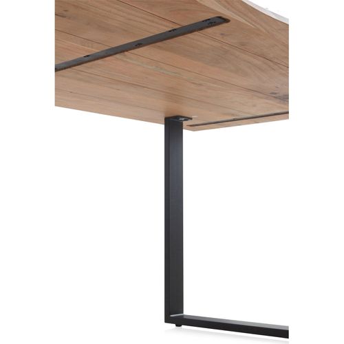 Table De Repas Acacia Massif Naturel Pieds Métal Noir Élégant