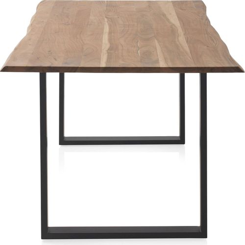 Table De Salle à Manger Acacia Massif Pieds Métal Noir