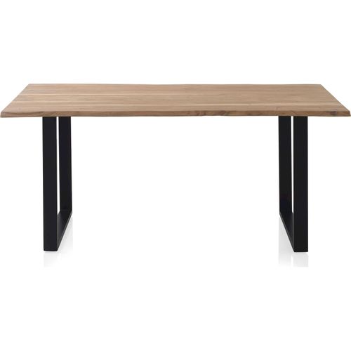 Table De Salle à Manger Acacia Massif Pieds Métal Noir