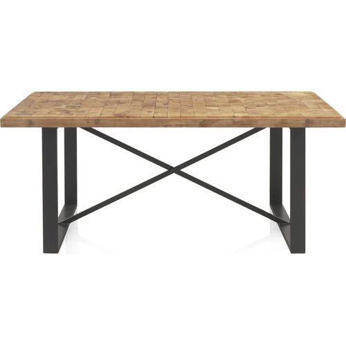 Table Bois Naturel Avec Piètement Métal Noir Élégant
