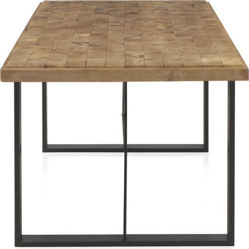 Table Bois Naturel Avec Piètement Métal Noir Élégant