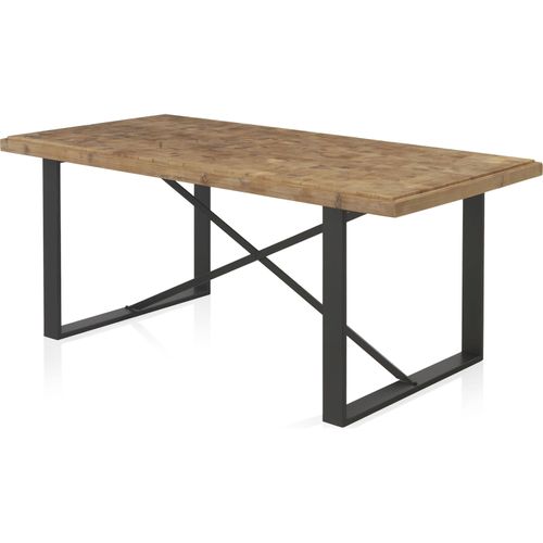 Table Bois Naturel Avec Piètement Métal Noir Élégant
