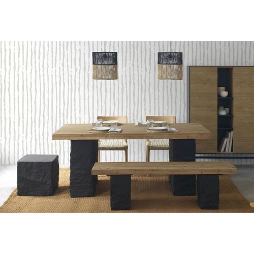 Table Rectangulaire Bois Naturel Et Piètement Noir Contemporain