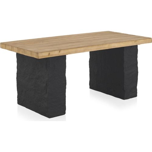 Table Rectangulaire Bois Naturel Et Piètement Noir Contemporain