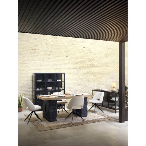Table Rectangulaire Bois Naturel Et Piètement Noir Contemporain