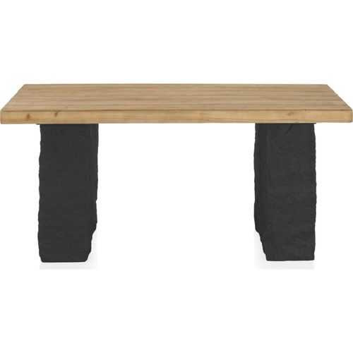 Table Rectangulaire Bois Naturel Et Piètement Noir Contemporain