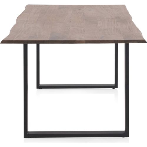 Table De Salle à Manger Acacia Massif Et Pieds Métal Noir