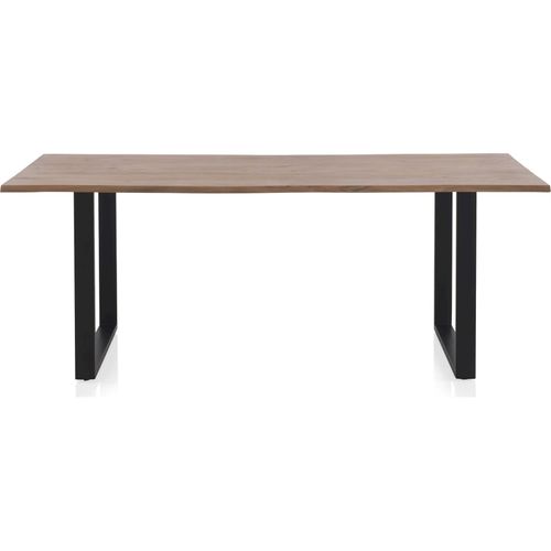 Table De Salle à Manger Acacia Massif Et Pieds Métal Noir