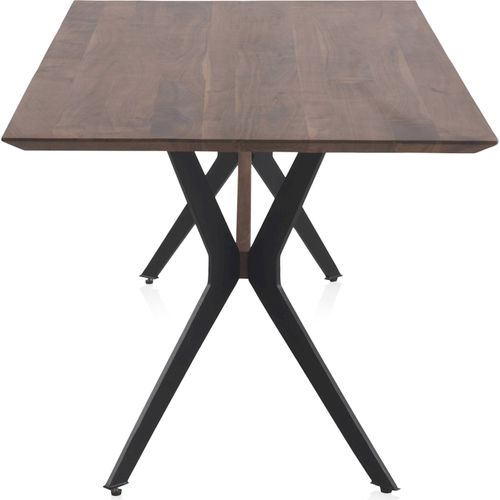 Table à Manger Acacia Massif Naturel Pieds Métal Noir Élégant