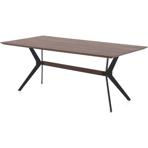 Table à Manger Acacia Massif Naturel Pieds Métal Noir Élégant