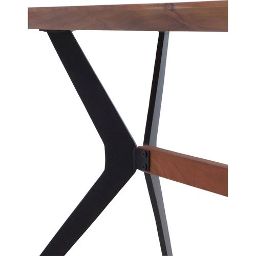 Table à Manger Acacia Massif Naturel Pieds Métal Noir Élégant