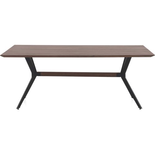 Table à Manger Acacia Massif Naturel Pieds Métal Noir Élégant