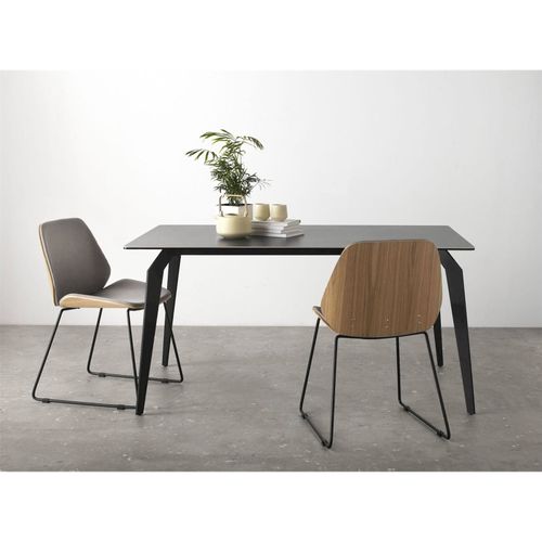 Table Design Gris Céramique Et Métal Style Contemporain