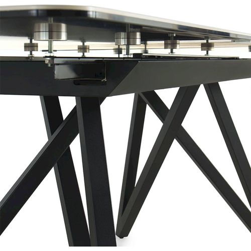 Table Extensible Gris Céramique Et Métal Design Contemporain