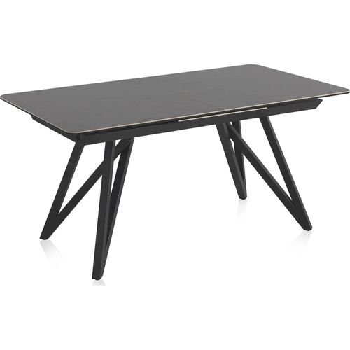 Table Extensible Gris Céramique Et Métal Design Contemporain