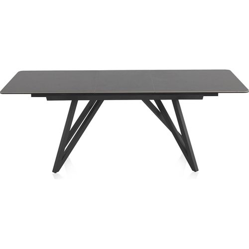 Table Extensible Gris Céramique Et Métal Design Contemporain