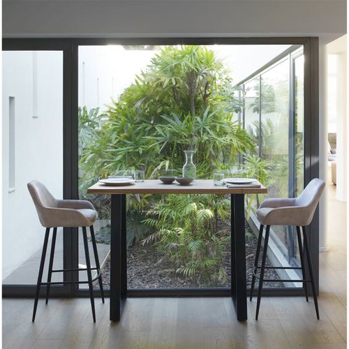 Table Bar Bois Massif Acacia Naturel Et Pieds Métal Noir