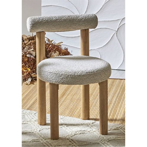 Chaise Design Beige Assise Douce En Bois Et Tissu Cosy