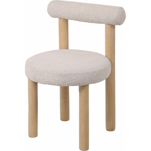 Chaise Design Beige Assise Douce En Bois Et Tissu Cosy