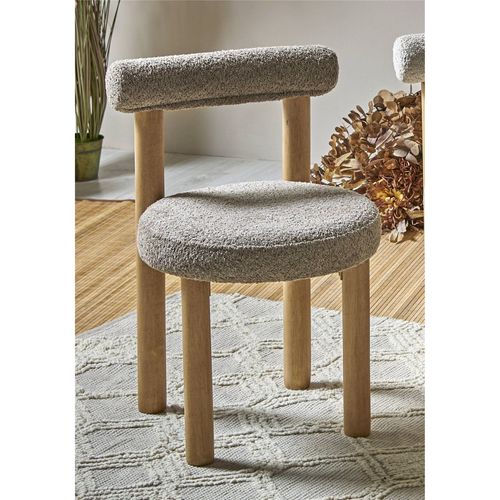 Chaise Design Assise Douce En Bois Et Tissu Coloris Taupe