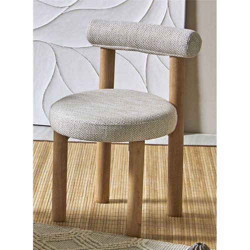 Chaise Design Naturel Et Blanc En Bois De Bouleau Et Tissu