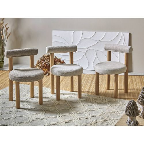 Chaise Design Naturel Et Blanc En Bois De Bouleau Et Tissu
