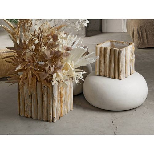 Cache Pot Carré Bois Naturel Intérieur Plastifié Élégant