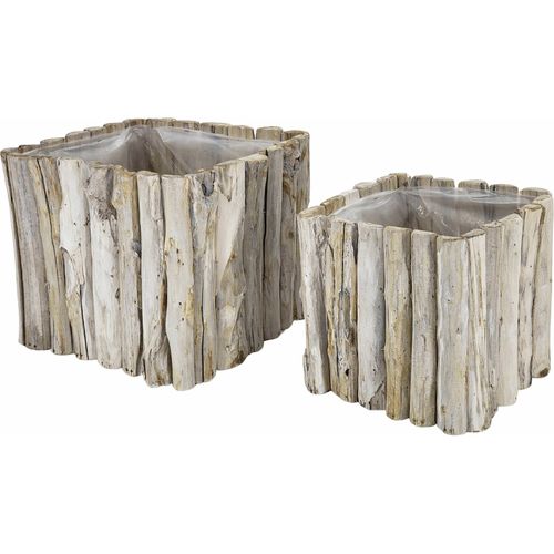 Cache Pot Carré Bois Naturel Intérieur Plastifié Élégant