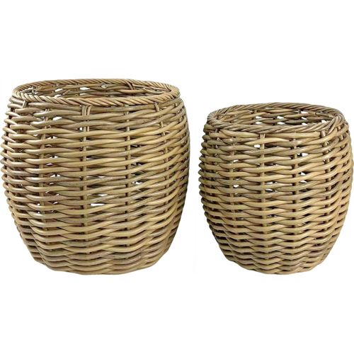 Cache-pot Effet Rotin Naturel En Résine Pour Intérieur Et Extérieur