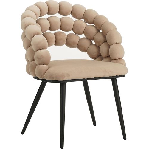 Chaise Design En Velours Beige Et Pieds Noirs Confort Moderne