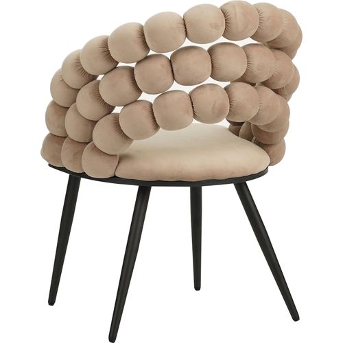 Chaise Design En Velours Beige Et Pieds Noirs Confort Moderne