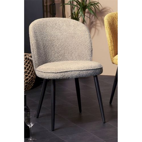 Chaise Design Tissu Alpaga Vison Pieds Noirs Élégance Moderne